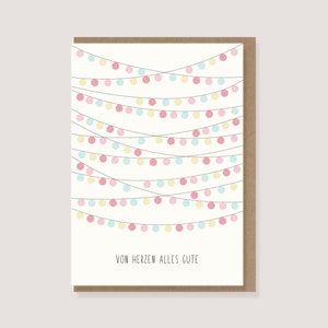 Karte - "Lichterkette - Von Herzen alles Gute" - Geburtstagskarte, Glückwunschkarte, zur Hochzeit, verschiedene Anlässe, Klappkarte Umschlag