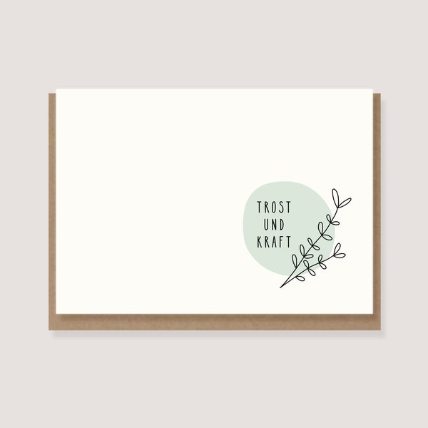 Trauerkarte - "Zweig - Trost und Kraft" - Kondolenzkarte, tiefes Mitgefühl, Trauer, Trauerfall, Beileid, Anteilnahme, modern, Trost & Kraft