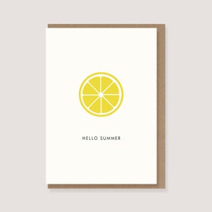 Karte - "Zitrone - Hello Summer" - Zitronengelb, Sommer, Summertime, Summervibes, Grußkarte, minimalistische Karte, Recyclingpapier