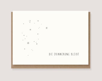 Trauerkarte - "Sternenhimmel - Die Erinnerung bleibt" - Kondolenzkarte, tiefes Mitgefühl, Trauer, Trauerfall, Beileid, Anteilnahme, modern