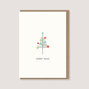 Karte - zu Weihnachten - "Baum mit Kugeln - Merry Xmas" - Weihnachtskarte, Frohe Weihnachten, Merry Christmas