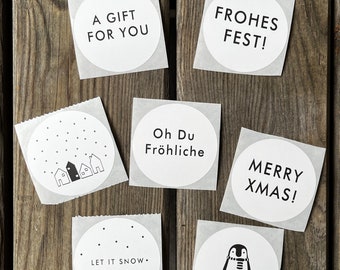 Set aus 7 Aufkleber | Etiketten - Xmas / Weihnachts Set