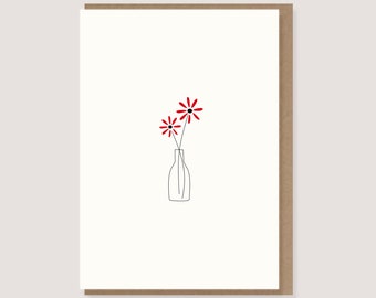 Karte - "Blumenvase" - Gratulationskarte, Glückwunschkarte, Dankeskarte, Dankeschön, Grußkarte, Muttertag, Karte für verschiedene Anlässe