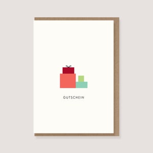 Karte - "Geschenke - Gutschein" - Geburtstagskarte, Glückwunschkarte, Karte mit Umschlag, Geburtstagskind, Gutschein, Gutscheinkarte