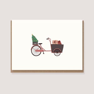 Klappkarte - zu Weihnachten - "Lastenrad mit Tannenbaum und Geschenken"