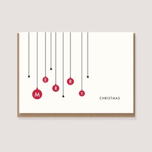 Klappkarte - zu Weihnachten - "Kugeln und Sterne - Merry christmas"