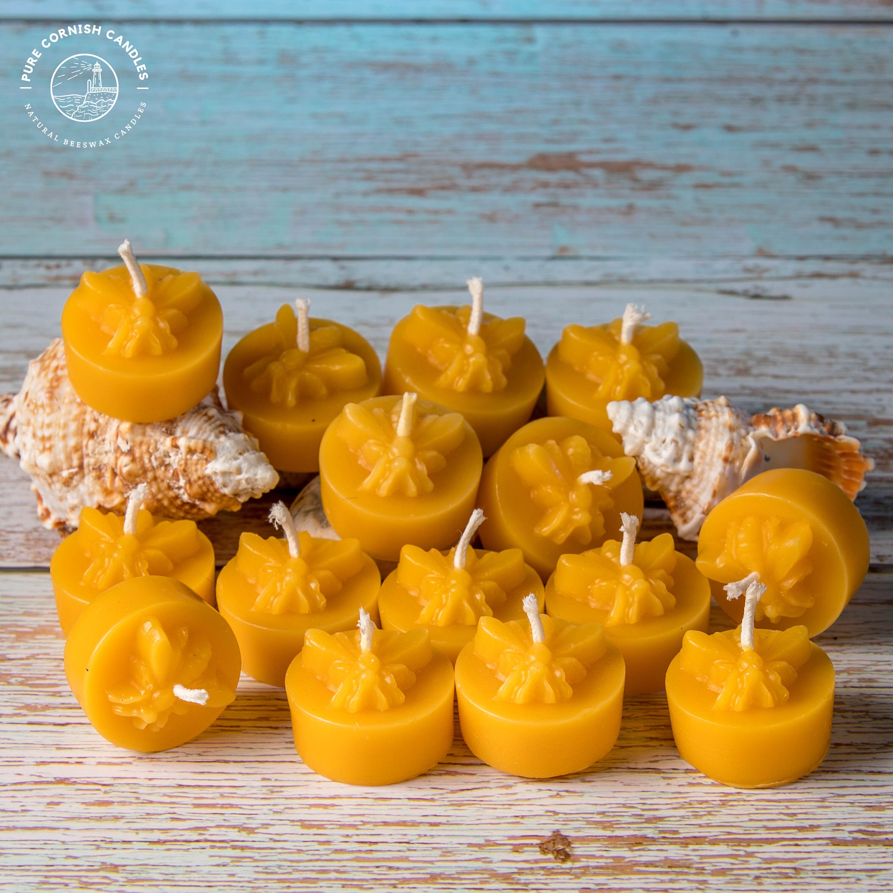 Cornish Beeswax Tea light Candles With Bee on Top Homemade Etsy