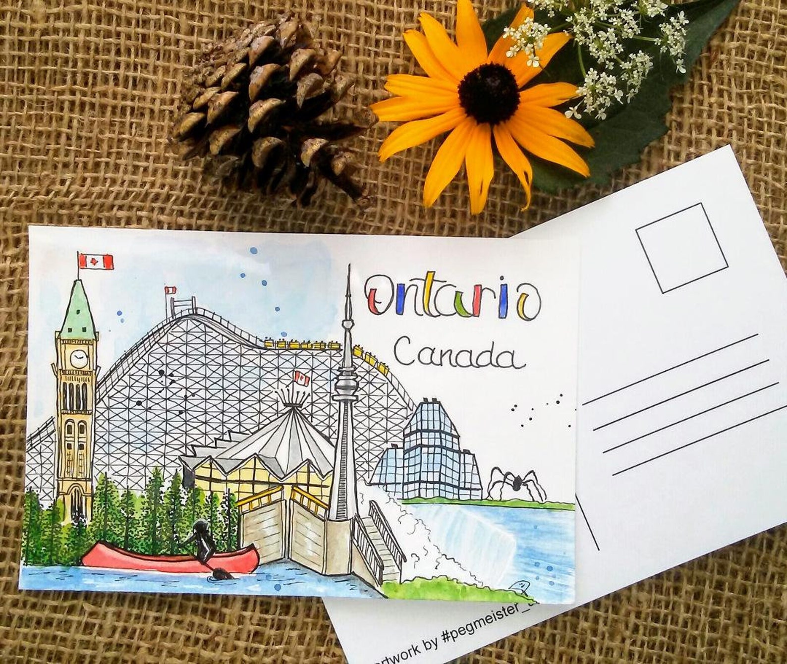 Ontario Canada Fine Art Post Card Illustrations of Landmarks Etsy