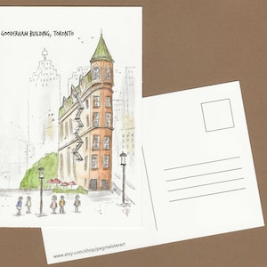 Flatiron Building Gooderham, monument de Toronto, carte postale illustrée représentant un édifice patrimonial de la ville de Toronto, carte de voeux de la région du Grand Toronto