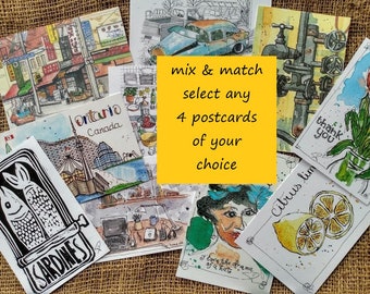 Mix and match fine art postcard pack for postcard crosser, hand letter writer or snail mail sender fan