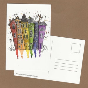 Carte postale de fierté arc-en-ciel LGBT, gay mignon lunatique, lesbienne, même sexe, carte de voeux du mois de la fierté