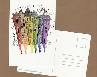 LGBT Rainbow Pride Postcard: Whimsical Watercolor Greeting Card