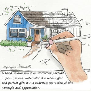 Portrait personnalisé de maison ou de devanture de magasin pour Noël ou cadeau nostalgique, fermeture d'un agent immobilier, pendaison de crémaillère, anniversaire, cadeau de mariage