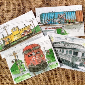 Cartes postales d'art pour souvenirs de train ferroviaire, cadeau pour mécanicien de train, modéliste ferroviaire ou amateur de trains, carte de voeux d'échange de cartes postales