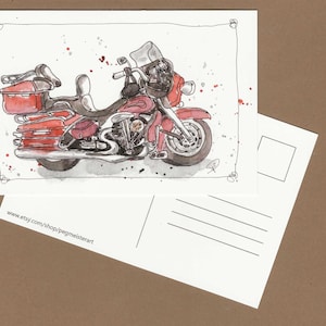 Carte postale de beaux-arts de moto, carte de voeux de motard de motard
