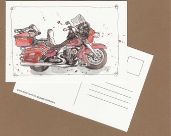 Motorcycle fine art postcard,  biker motorcyclist greeting card
