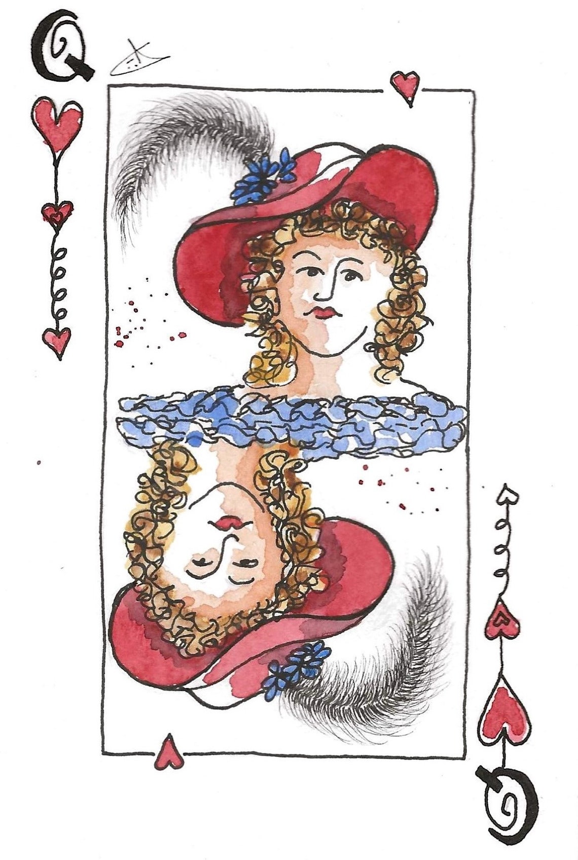 Face Cards in Deck of Cards Illustration Fine Art Postcards Etsy Canada