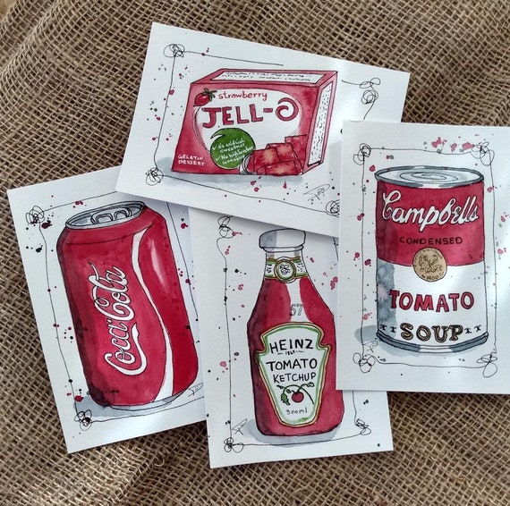 Campbells Soup Ketchup Jello Cola Food Illustration Fine Etsy