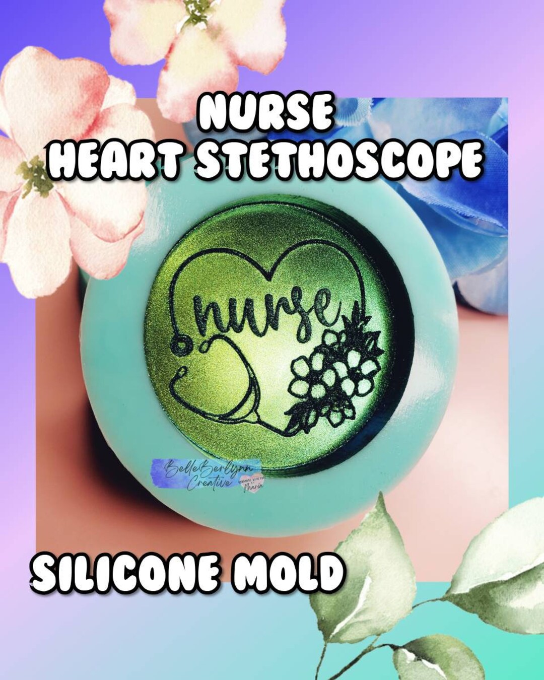Nurse Heart Stethoscope Silicone Mold / Phone Grip Mold / Badge Reel