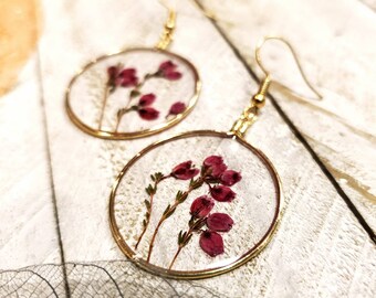LETTARIUS Pressed Flower Teardrop Earrings Dried Natural Flower Dangle Earrings