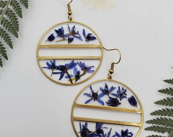 Handmade real pressed blue scilla flower earrings | botanical jewelry | woodland jewelry | gift for gardener or flower lover | nature gift