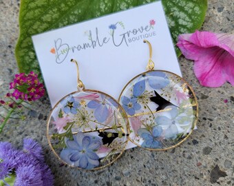 Gorgeous handmade real garden flower earrings | Meadow Petal collection | botanical jewelry