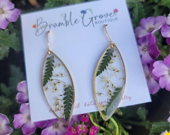 Preserved fern woodland Earrings | handmade garden inspired jewelry | green nature accessories | botanical earrings | gardener gift