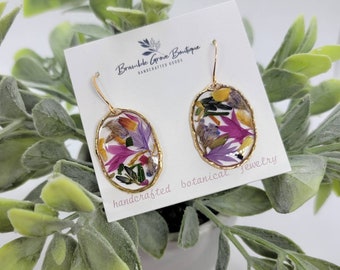 Handmade gorgeous vibrant botanical earrings | tropical floral summer jewelry | gardener gift