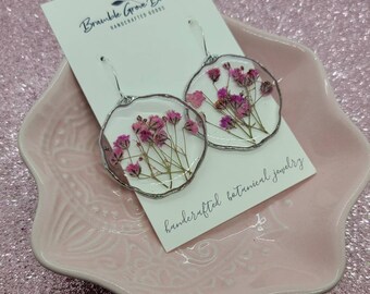 Handmade real pink flower earrings | valentine's day collection | gardener gift