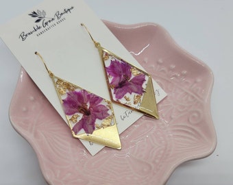 Handmade beautiful pink Larkspur flower earrings | valentine's day jewelry  | botanical accessories