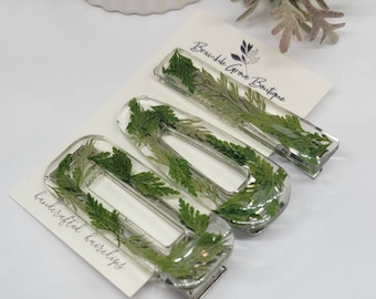 Handmade real pressed fern hair clip set | botanical hair accessories | woodland unique gift | gardener gift