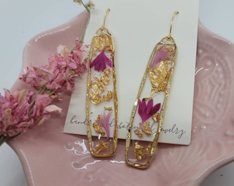 Beautiful handmade pink flower elegant earrings | Gardener gift  | pink botanical jewelry