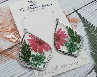Handmade Christmas Daisy Earrings | Real Plant Botanical Jewelry