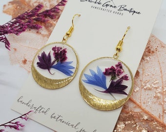 Beautiful handmade cornflower  floral earrings | garden inspired jewelry | nature gift idea