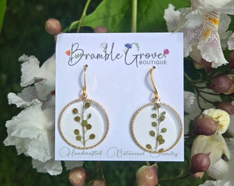 Handmade dainty gold garden earrings | nature inspired pretty earrings | woodland jewelry | Beautiful gift for gardener