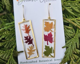 Handmade fall real leaf earrings | boho botanical jewelry | gardener gift
