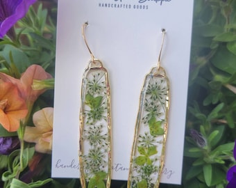 Handmade real botanical earrings | gardener gift | simple nature jewelry