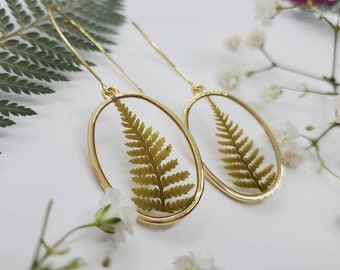 Handmade real pressed fern Earrings | woodland jewelry | gardener gift | boho style accessories | simple nature accessories | fern gifts