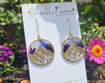 Handmade real pressed cornflower mountain earrings | botanical jewelry | gardener gift | nature accessories
