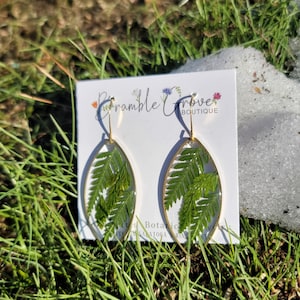 Handmade real fern earrings | plant lover gift | gardener jewelry