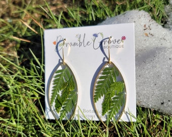 Handmade real fern earrings | plant lover gift | gardener jewelry