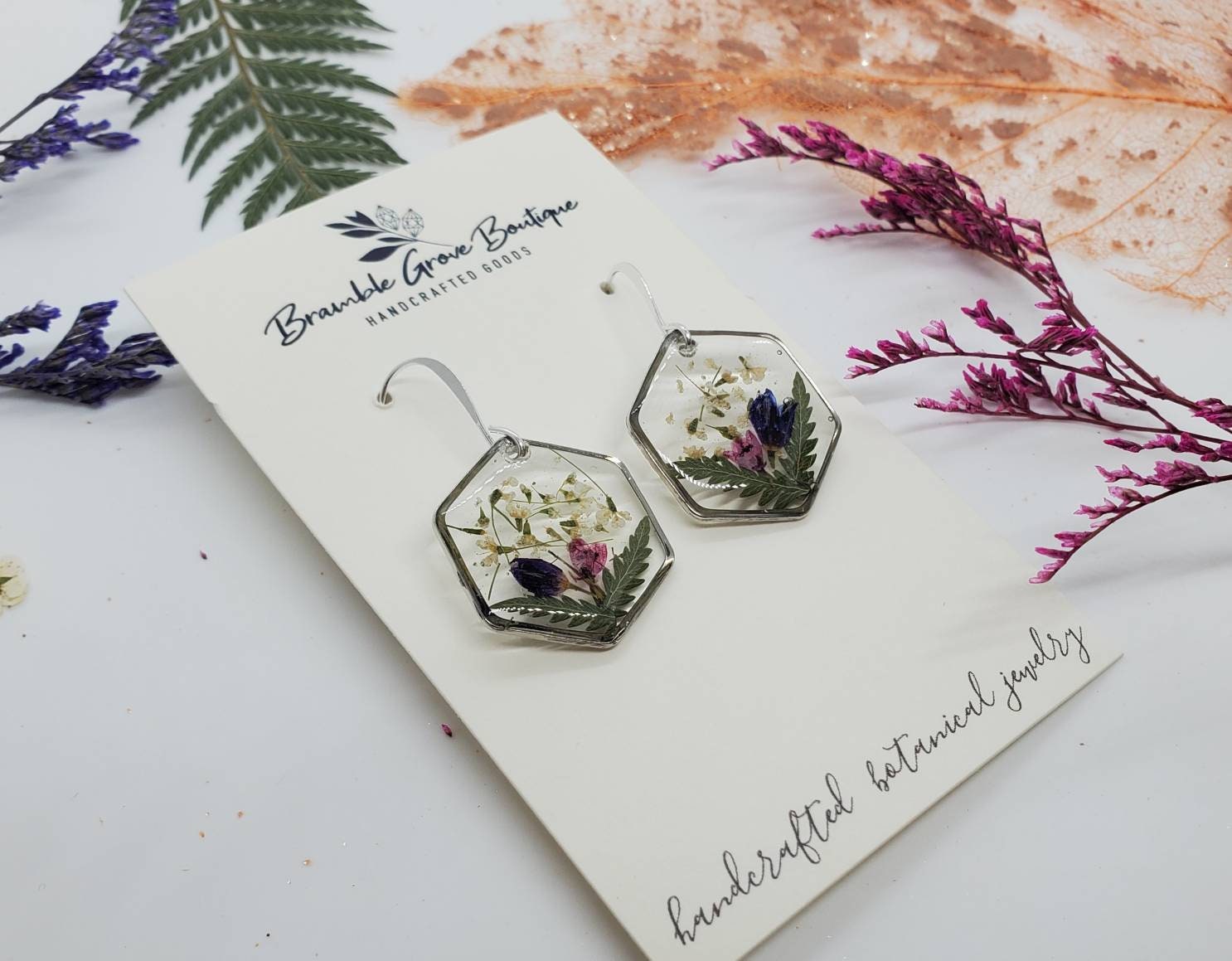 Boho Handcrafted Real Flower Earrings | Flower earrings, Earrings, Unique  earrings