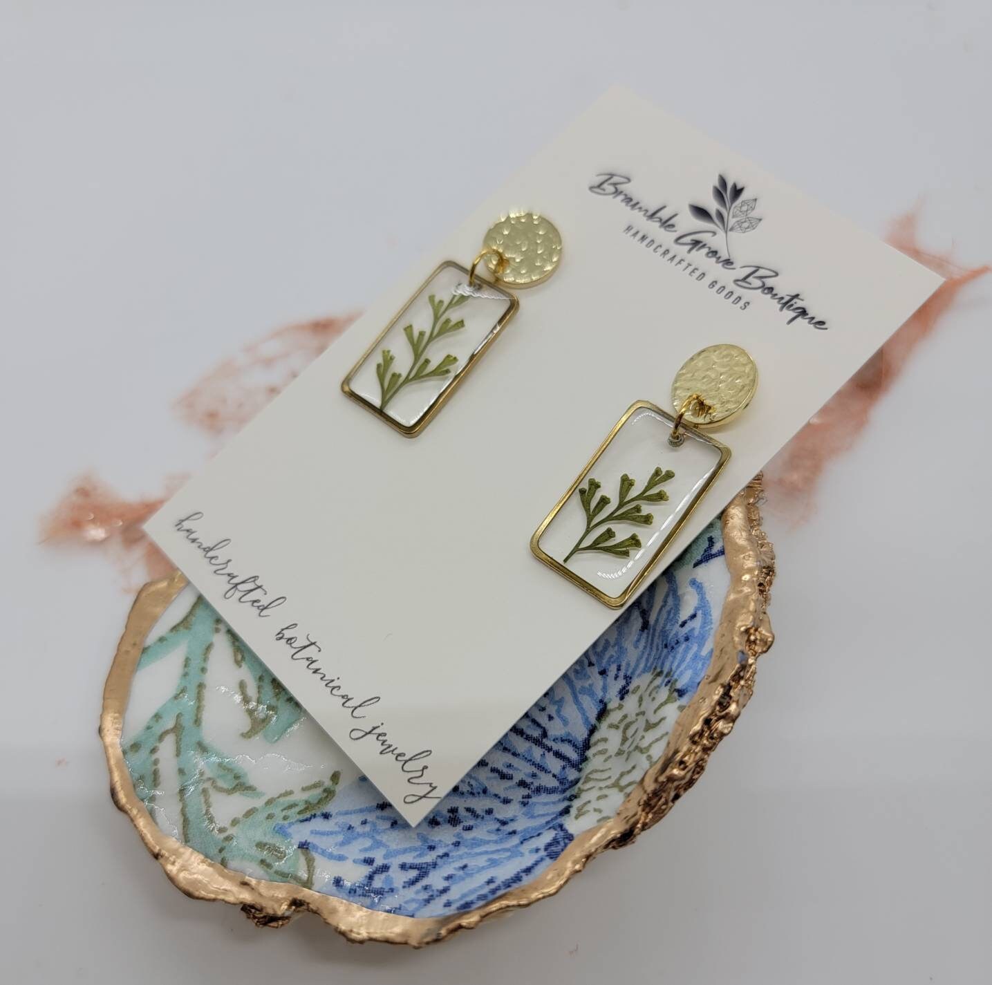 Real plant earrings deals