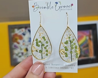 Handmade gardencress and gold leaf brass earrings | gardener gift  | botanical jewelry