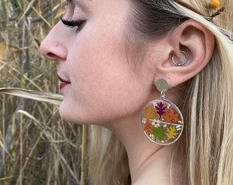 Handmade beautiful real flower fall silver earrings | botanical jewelry | gardener gift