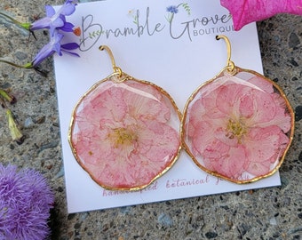 Handmade real preserved pink larkspur Earrings | woodland jewelry | spring and summer accessories | botanical earrings | nature gifts