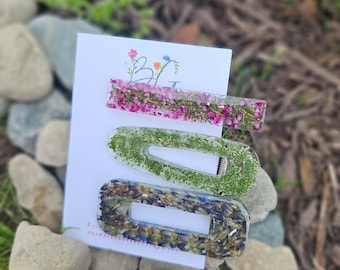 Handmade real pressed assorted  flower hair clip set | botanical hair accessories | woodland unique gift | gardener gift