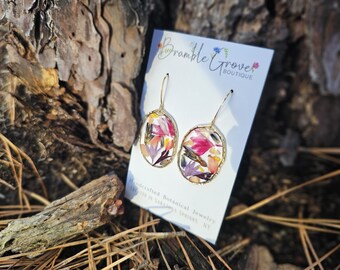 Handmade gorgeous vibrant botanical earrings | tropical floral summer jewelry | gardener gift