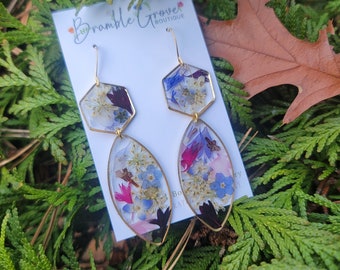 Handmade beautiful real flower earrings | Meadow Petal collection | botanical jewelry