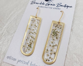 Handmade white queen anne's lace Earrings | everyday botanical jewelry | simple stunning nature earrings | woodland accessories